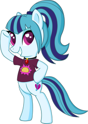 Size: 2134x3000 | Tagged: safe, artist:doctor-g, sonata dusk, pony, bipedal, clothes, grin, heart eyes, ponified, simple background, smiling, solo, t-shirt, taco, transparent background, wingding eyes