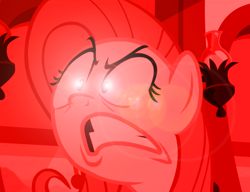 Size: 912x702 | Tagged: safe, edit, edited screencap, screencap, fluttershy, pegasus, pony, buckball season, glowing eyes, glowing eyes meme, glowing eyes of doom, lens flare, meme, peeved, reaction image, solo