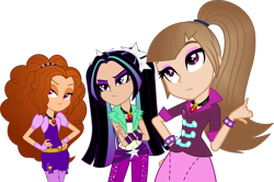 Size: 4140x2755 | Tagged: safe, color edit, edit, adagio dazzle, aria blaze, sonata dusk, equestria girls, rainbow rocks, human coloration, natural hair color, realism edits, recolor, simple background, the dazzlings, transparent background, vector