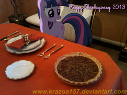 Size: 1280x960 | Tagged: safe, derpibooru import, twilight sparkle, food, fork, irl, knife, pecan, pecan pie, photo, pie, plate, ponies in real life, silverware, spoon, thanksgiving