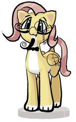 Size: 433x700 | Tagged: safe, artist:archeryves, fluttershy, pegasus, pony, bowtie, facial hair, monocle, moustache