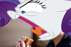 Size: 450x300 | Tagged: safe, artist:amarthgul, edit, rarity, pony, unicorn, friendship university, bust, faic, female, food, mare, meme, sandwich, shouting rarity, solo, tongue out, yelling