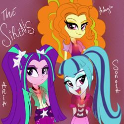 Size: 1000x1000 | Tagged: safe, artist:wubcakeva, adagio dazzle, aria blaze, sonata dusk, equestria girls, the dazzlings