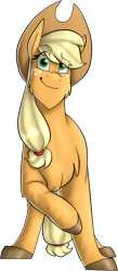 Size: 755x1731 | Tagged: safe, artist:namygaga, applejack, earth pony, pony, cowboy hat, freckles, hat, raised hoof, solo, stetson