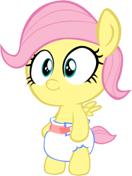 Size: 1696x2270 | Tagged: safe, artist:megarainbowdash2000, fluttershy, pegasus, pony, baby, baby pony, cute, diaper, shyabetes, solo, younger