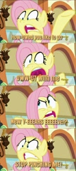 Size: 267x600 | Tagged: safe, screencap, fluttershy, pegasus, pony, buckball season, garfield, screencap comic