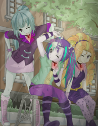 Size: 1001x1291 | Tagged: safe, artist:geckimoria, adagio dazzle, aria blaze, sonata dusk, equestria girls, the dazzlings