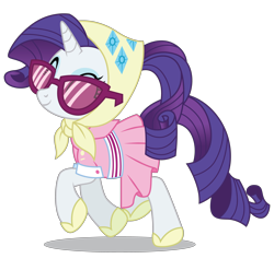 Size: 4000x3957 | Tagged: safe, artist:dragonchaser123, rarity, pony, unicorn, the end in friend, camping outfit, clothes, dress, eyes closed, female, mare, simple background, smiling, solo, sunglasses, transparent background