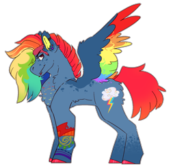 Size: 1280x1262 | Tagged: safe, artist:badflxwer, derpibooru import, rainbow dash, pegasus, pony, alternate design, colored wings, female, hooves, mare, multicolored wings, rainbow wings, simple background, solo, spread wings, transparent background, wings