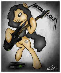 Size: 1200x1420 | Tagged: safe, artist:ep-777, pony, bipedal, guitar, kirk hammett, metallica, ponified, solo, wah-wah pedal