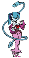 Size: 232x457 | Tagged: safe, artist:tarnishedshackales, sonata dusk, undead, simple background, skullgirls, solo, squigly, transparent background