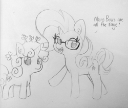 Size: 1280x1078 | Tagged: safe, artist:tjpones, rarity, sweetie belle, pony, unicorn, bow, female, filly, glasses, hair bow, mare, sweetie belle is not amused, unamused