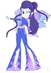 Size: 2185x3127 | Tagged: safe, artist:ilaria122, artist:selenaede, rarity, equestria girls, alternate hairstyle, braid, clothes, crossover, ear piercing, earring, fairy, fairy wings, hairstyle, high heels, jewelry, one eye closed, onyrix, piercing, pose, rainbow s.r.l, shoes, simple background, smiling, transparent background, winged humanization, wings, winx club, world of winx