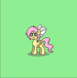 Size: 399x400 | Tagged: safe, fluttershy, oc, oc:cottontail, pegasus, pony, :t, alternate universe, pixel art, pony town, solo, ultimare universe
