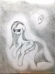 Size: 1665x2265 | Tagged: safe, artist:marewile, pinkie pie, earth pony, pony, bedroom eyes, monochrome, pinkamena diane pie, plot, sketch, solo, traditional art