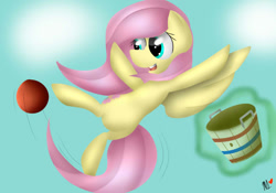 Size: 1000x700 | Tagged: safe, artist:coolpup126, fluttershy, pegasus, pony, buckball season, female, mare, solo