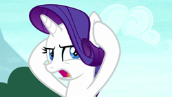 Size: 1280x720 | Tagged: safe, screencap, rarity, pony, unicorn, yakity-sax, covering eyes, female, mare, open mouth, solo