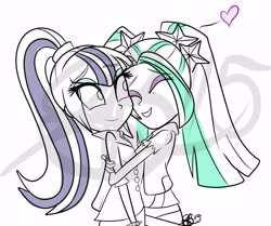 Size: 5720x4780 | Tagged: safe, artist:xxxsketchbookxxx, aria blaze, sonata dusk, equestria girls, absurd resolution, cute, daaaaaaaaaaaw, eyes closed, heart, hug, open mouth, sisters, smiling, watermark, wide eyes