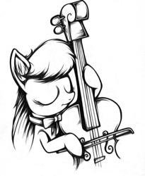 Size: 667x814 | Tagged: safe, artist:applepie5480, octavia melody, earth pony, pony, cello, monochrome, musical instrument, solo, trace