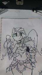 Size: 720x1280 | Tagged: safe, artist:atryl, fluttershy, anthro, belly button, solo, traditional art