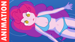 Size: 1280x720 | Tagged: safe, artist:minusclass, pinkie pie, equestria girls, belly button, bikini, breasts, clothes, female, hypnosis, pinkie pies, polydactyly, solo, swimsuit, water, youtube link