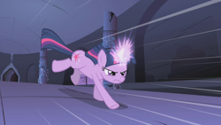 Size: 1280x720 | Tagged: safe, derpibooru import, screencap, twilight sparkle, unicorn twilight, unicorn, friendship is magic, castle of the royal pony sisters, running, solo