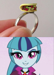 Size: 519x720 | Tagged: safe, sonata dusk, equestria girls, rainbow rocks, ring, solo, taco