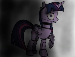 Size: 1024x768 | Tagged: safe, artist:birdivizer, derpibooru import, twilight sparkle, twilight sparkle (alicorn), alicorn, pony, robot, animatronic, creepy, female, five nights at aj's, five nights at freddy's, mare, solo