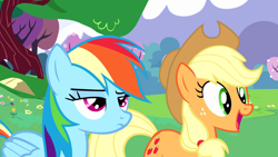 Size: 1920x1080 | Tagged: safe, derpibooru import, screencap, applejack, rainbow dash, earth pony, pegasus, pony, a canterlot wedding, duo, female, mare