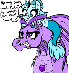 Size: 737x784 | Tagged: safe, artist:wubcakeva, aria blaze, sonata dusk, siren, :p, angry, cute, dialogue, fangs, female, frown, glare, gritted teeth, looking up, nose wrinkle, open mouth, pony hat, simple background, smiling, sonatabetes, speech bubble, tongue out, true form, white background, younger