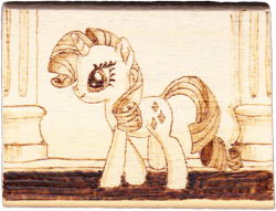 Size: 838x639 | Tagged: safe, artist:malte279, rarity, pony, unicorn, craft, pyrography, traditional art