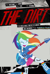 Size: 1500x2222 | Tagged: safe, derpibooru import, rainbow dash, equestria girls, rainbow rocks, face paint, guitar, musical instrument, poster, solo, tattoo, the dirt (2019)