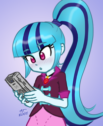 Size: 880x1080 | Tagged: safe, artist:howlsinthedistance, sonata dusk, equestria girls, game boy, solo, video game