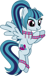 Size: 5718x9473 | Tagged: safe, artist:osipush, sonata dusk, pegasus, pony, absurd resolution, adorable face, bracelet, cute, excited, ponified, simple background, solo, sonatabetes, transparent background, vector