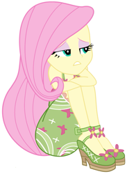 Size: 855x1169 | Tagged: safe, artist:g-side sf, artist:gabosor, derpibooru exclusive, fluttershy, equestria girls, legend of everfree, camp fashion show outfit, clothes, dress, high heels, ms paint, simple background