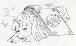 Size: 712x428 | Tagged: safe, artist:ev, derpibooru import, twilight sparkle, human, book, chibi, eared humanization, horned humanization, humanized, sketch, sleeping, solo, tailed humanization, traditional art