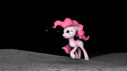 Size: 1920x1080 | Tagged: safe, artist:spyrophantom, pinkie pie, earth pony, pony, 3d, crying, moon, pink floyd, reference, sad, solo, source filmmaker, space