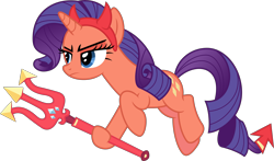 Size: 9088x5327 | Tagged: safe, artist:chrzanek97, rarity, pony, unicorn, the saddle row review, absurd resolution, annoyed, conscience, devil horns, devil rarity, fake horns, female, mare, pitchfork, shoulder devil, simple background, solo, transparent background, vector