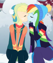 Size: 506x602 | Tagged: safe, artist:xfaithyhedgefoxx, derpibooru import, applejack, rainbow dash, better together, equestria girls, holidays unwrapped, appledash, female, lesbian, shipping