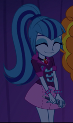 Size: 392x664 | Tagged: safe, screencap, sonata dusk, equestria girls, rainbow rocks, cute, eyes closed, smiling, solo, sonatabetes