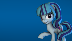 Size: 1920x1080 | Tagged: safe, artist:majorrainbow, sonata dusk, earth pony, pony, 3d, bedroom eyes, looking at you, ponified, raised hoof, simple, solo, source filmmaker