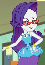 Size: 434x624 | Tagged: safe, screencap, rarity, better together, equestria girls, happily ever after party, happily ever after party: rarity, bracelet, cropped, female, geode of shielding, glasses, jewelry, rarity's glasses, solo