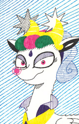 Size: 1268x1986 | Tagged: safe, artist:eternaljonathan, princess celestia, deer, deer pony, original species, reindeer, deerified, evil, evil celestia, evil grin, grin, ink, smiling, species swap, the grinch, traditional art