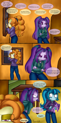 Size: 1024x2048 | Tagged: safe, artist:queentigrel, adagio dazzle, aria blaze, sonata dusk, equestria girls, friendship games, rainbow rocks, adagio dat-azzle, adagio is not amused, ass, clothes, comic, doll, hoodie, needle, pin, psychonata dusk, sigh, spying, table, the dazzlings, toy, voodoo, voodoo doll, window