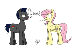 Size: 1279x828 | Tagged: safe, artist:ladyanidraws, fluttershy, oc, oc:unexpected, pegasus, pony, ..., literal, newbie artist training grounds