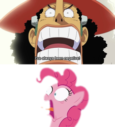 Size: 500x553 | Tagged: safe, pinkie pie, earth pony, pony, 28 pranks later, faic, one piece, ponk, reference, usopp