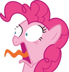 Size: 3405x3564 | Tagged: safe, artist:gebos97531, pinkie pie, earth pony, pony, 28 pranks later, .svg available, scared, simple background, solo, tongue out, transparent background, vector, wide eyes
