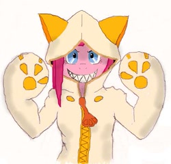 Size: 415x398 | Tagged: safe, artist:zzzyyxas, pinkie pie, earth pony, pony, blazblue, clothes, cosplay, costume, pinkamena diane pie, solo, taokaka