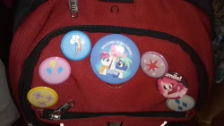 Size: 1920x1080 | Tagged: safe, pinkie pie, earth pony, pony, unicorn, button, female, grand brony gala, male, mare, stallion