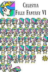 Size: 256x384 | Tagged: safe, artist:akumath, artist:rydelfox, princess celestia, alicorn, pony, bust, filly fantasy vi, final fantasy, final fantasy vi, pixel art, portrait, sprite, sprite sheet